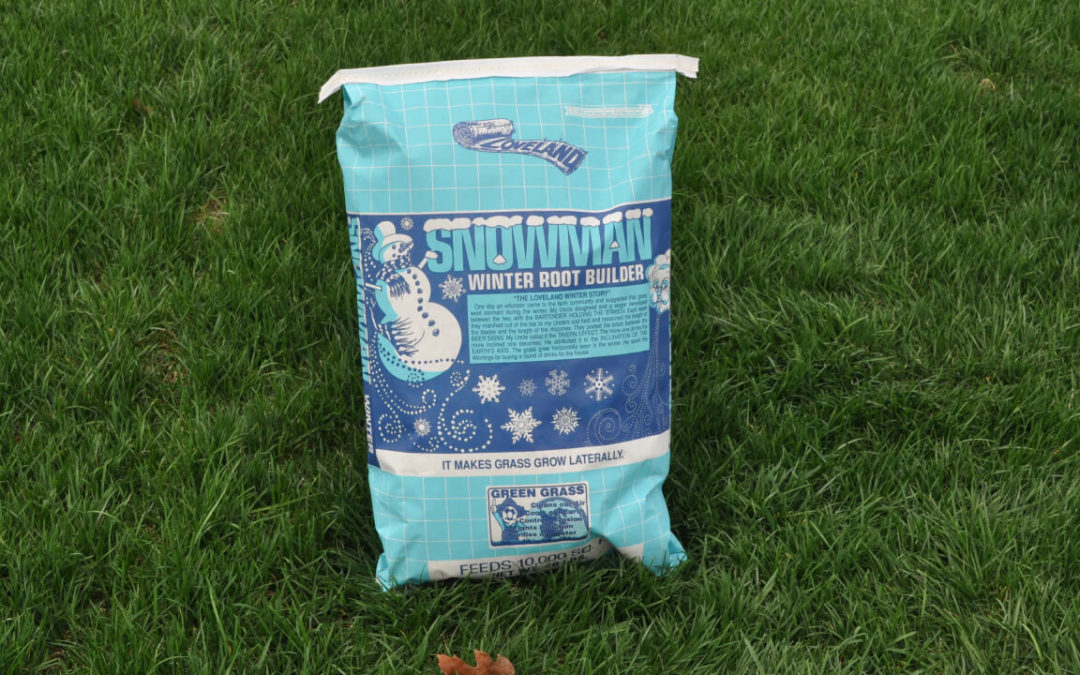 Snowman Winter Fertilizer Key to Lawn Domination
