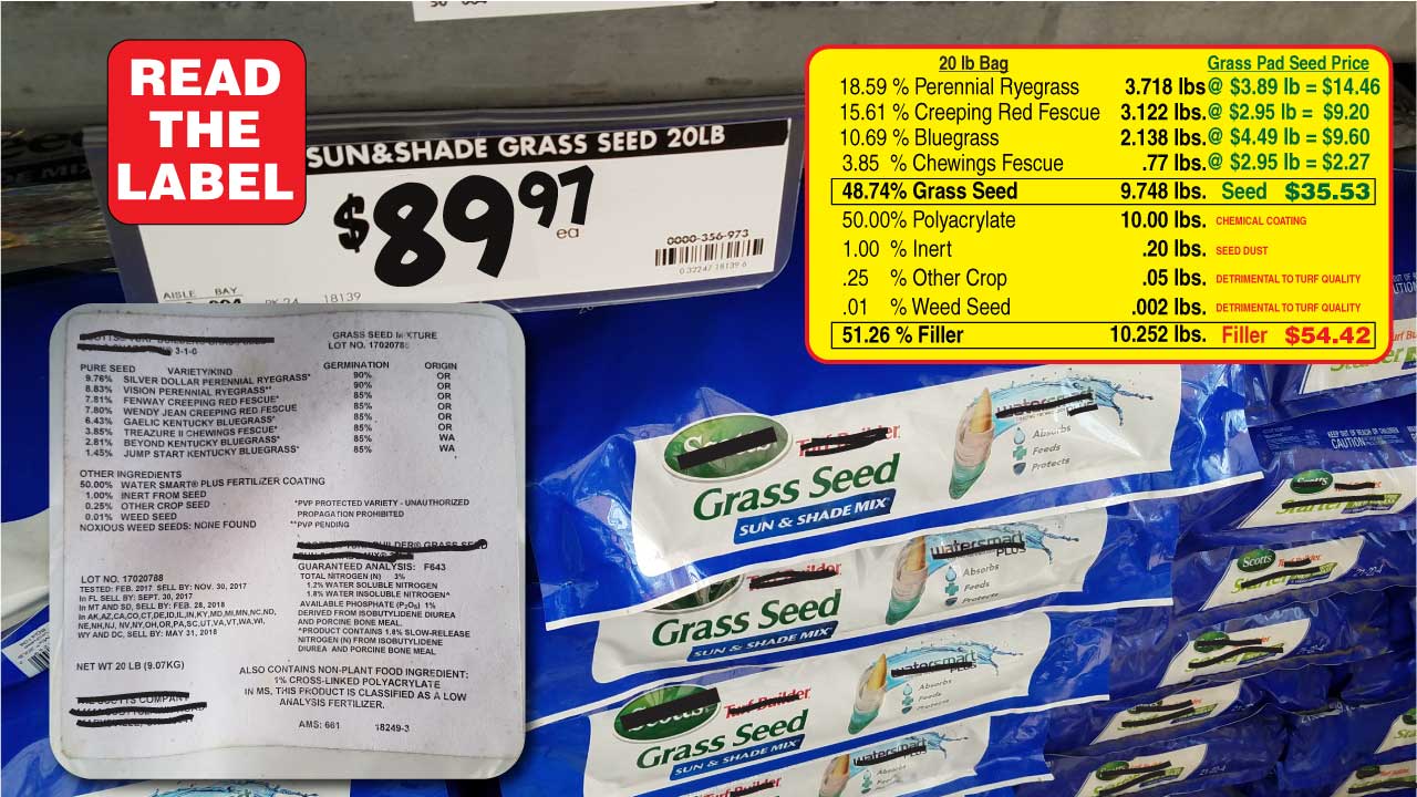 Read the grass seed label